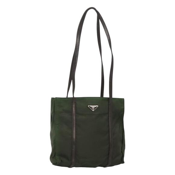 PRADA Shoulder Bag Nylon Khaki Silver - Picture 1 of 13